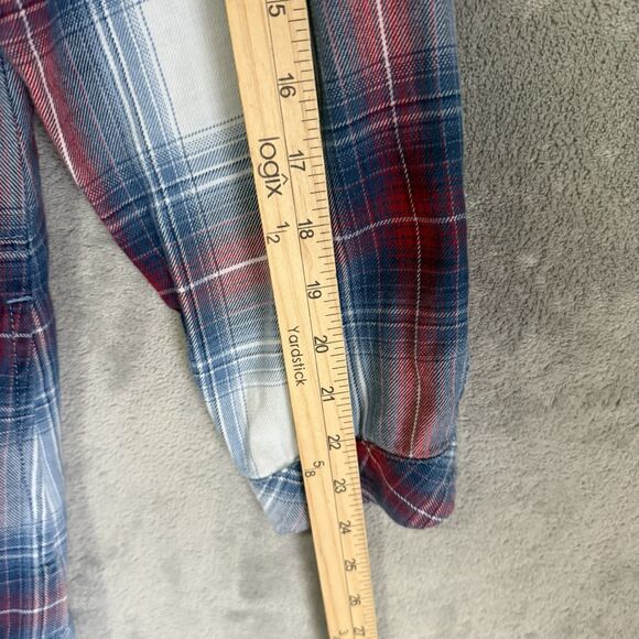 J Jill Top Women 1X Plaid Flannel Button Up Long Sleeves Plus Tunic Pockets - Picture 6 of 8